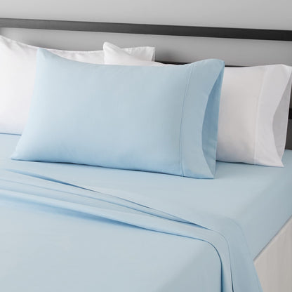 Amazon Basics Lightweight Super Soft Easy Care Wrinkle Free Microfiber 3 Piece Bed Sheet Set with 14-Inch Deep Pockets, Twin, Navy Blue, Solid, Kids, Men & Women Bedding
