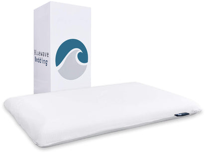 Bluewave Bedding Super Slim Gel Memory Foam Pillow for Stomach and Back Sleepers - Thin, Flat Design for Cervical Neck Alignment and Deeper Sleep (3.25-Inches Height, Standard Size)