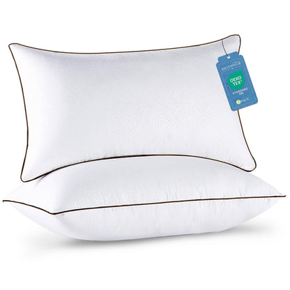 JOLLYVOGUE Pillows Queen Size Set of 4, Cooling and Firm Pillows with Oeko-Tex Certified Down Alternative Filling for Side, Back, and Stomach Sleepers, Hotel Collection