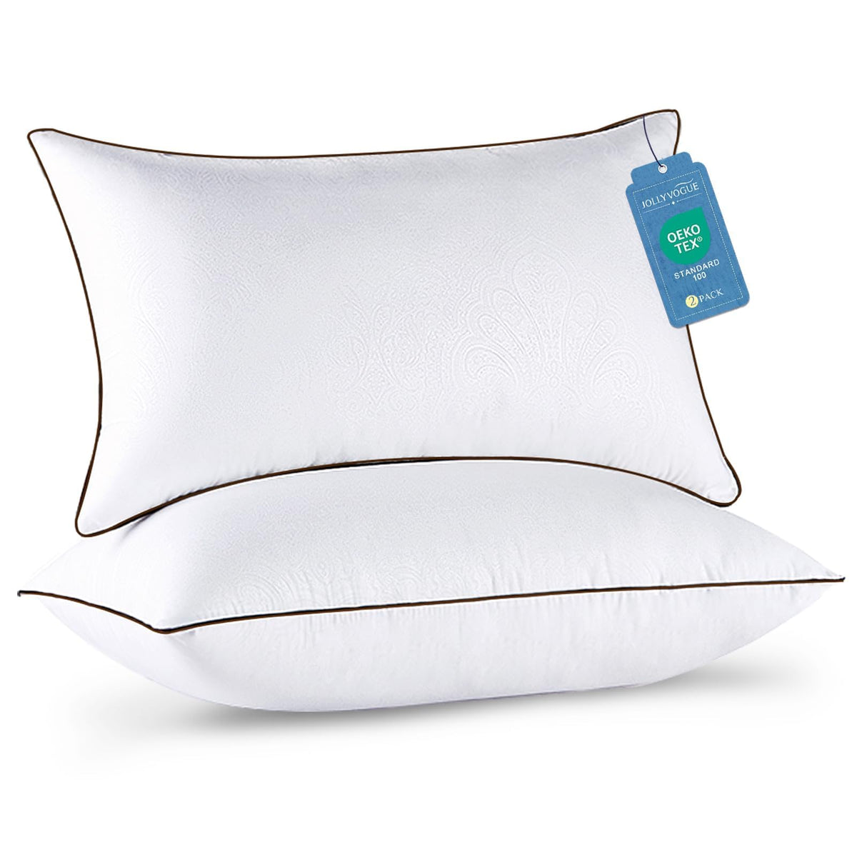 JOLLYVOGUE Pillows Queen Size Set of 4, Cooling and Firm Pillows with Oeko-Tex Certified Down Alternative Filling for Side, Back, and Stomach Sleepers, Hotel Collection