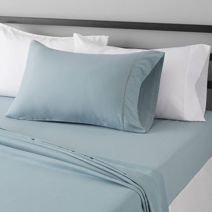 Amazon Basics Lightweight Super Soft Easy Care Wrinkle Free Microfiber 3 Piece Bed Sheet Set with 14-Inch Deep Pockets, Twin, Navy Blue, Solid, Kids, Men & Women Bedding