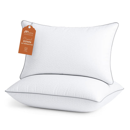 Sasttie Firm Pillows Queen Size Set of 2, Bed Pillows for Side, Back, and Stomach Sleepers - Oeko-Tex Certified Down Alternative Plump Filling - Hotel Quality and Machine Washable, 2 Pack