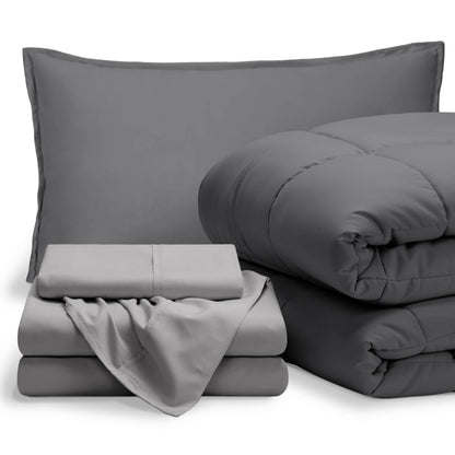 Bare Home Bed-in-A-Bag 5 Piece Set (Twin XL, Grey/Light Grey)