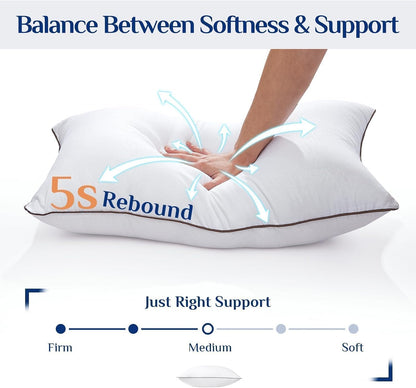 JOLLYVOGUE King Pillows 2 Pack, Cooling and Firm King Size Pillows with Oeko-Tex Certified Down Alternative Filling for Side, Back, and Stomach Sleepers, Hotel Collection