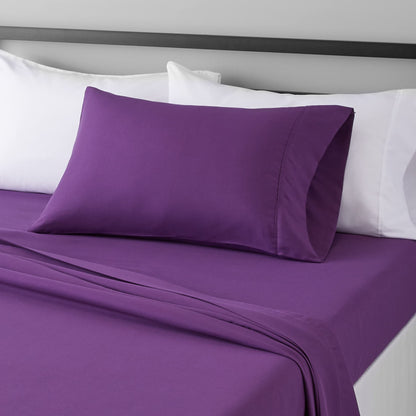 Amazon Basics Lightweight Super Soft Easy Care Wrinkle Free Microfiber 3 Piece Bed Sheet Set with 14-Inch Deep Pockets, Twin, Navy Blue, Solid, Kids, Men & Women Bedding