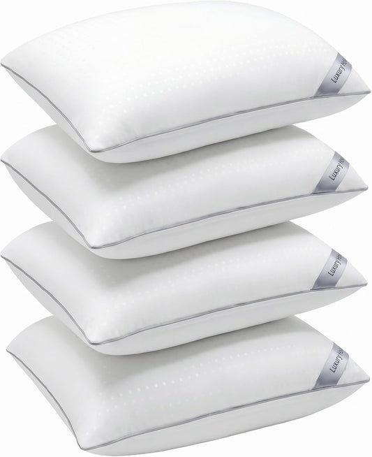 Standard Size Bed Pillows for Sleeping Set of 4,4 Pack Great Support Luxury Hotel Pillows for Side,Stomach and Back Sleepers(4 Pack)