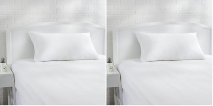 Amazon Basics Queen Pillow Protector with Zipper, 100% Cotton Hypoallergenic, Machine Washable, White, 31 x 21 Inches, Pillows Not Included