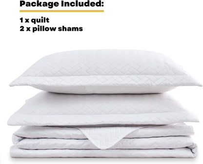 Maple&Stone White Quilt Set Queen Size, Lightweight Bedspread