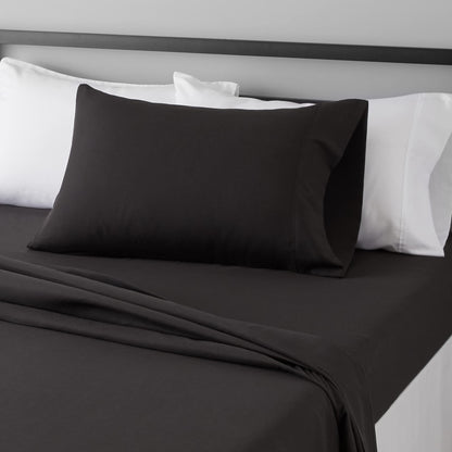 Amazon Basics Lightweight Super Soft Easy Care Wrinkle Free Microfiber 3 Piece Bed Sheet Set with 14-Inch Deep Pockets, Twin, Navy Blue, Solid, Kids, Men & Women Bedding