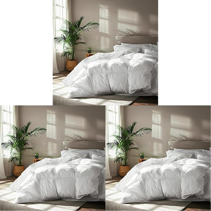 Serta Goose Feather Down Fiber Comforter Queen Size - 100% Cotton Cover Duvet Insert - Hotel Luxury Hypoallergenic Bedding Comforter All Season Medium Warmth 90 x 90 Inch White