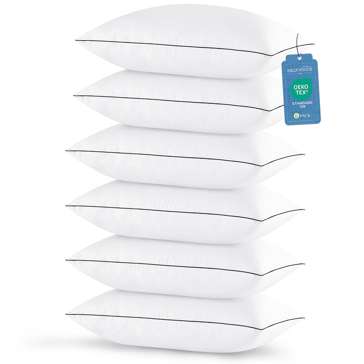 JOLLYVOGUE Pillows Queen Size Set of 4, Cooling and Firm Pillows with Oeko-Tex Certified Down Alternative Filling for Side, Back, and Stomach Sleepers, Hotel Collection