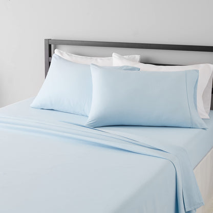 Amazon Basics Lightweight Super Soft Easy Care Wrinkle Free Microfiber 3 Piece Bed Sheet Set with 14-Inch Deep Pockets, Twin, Navy Blue, Solid, Kids, Men & Women Bedding