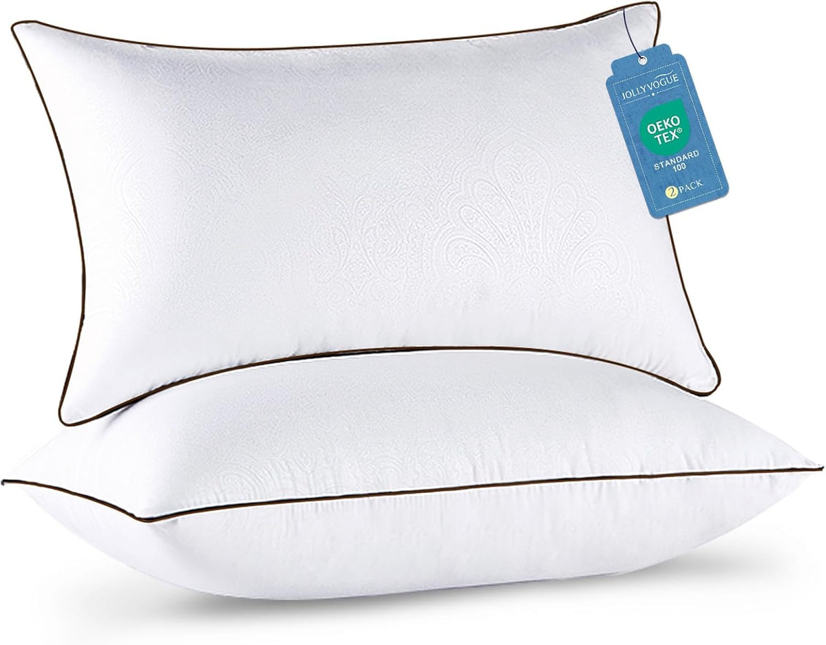 JOLLYVOGUE Pillows Standard Size Set of 2, Cooling and Firm Pillows with Oeko-Tex Certified Down Alternative Filling for Side, Back, and Stomach Sleepers, Hotel Collection