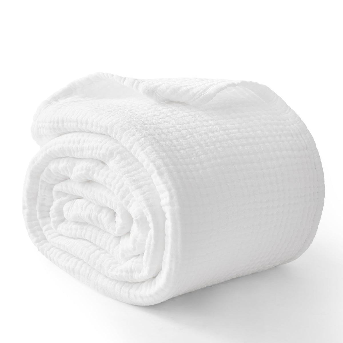 100% Cotton Muslin Blanket for Adults, 6-Layer, King, 108 x 90, Beige Linen
