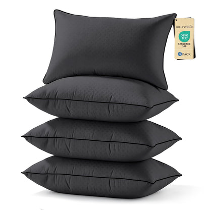 JOLLYVOGUE Pillows Standard Size Set of 4, Washable Supportive Firm Bed Pillows with Oeko-Tex Certified Soft Down Alternative Fill, Luxury Hotel Quality for Side, Back and Stomach Sleepers
