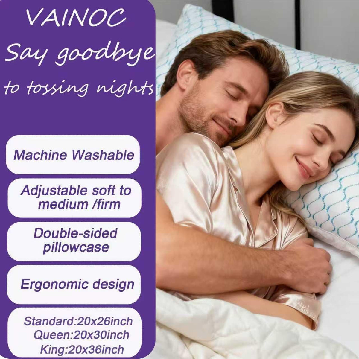 Memory Foam Pillows Queen Size Set of 2,Cooling Pillow for Side Sleepers