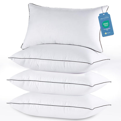 JOLLYVOGUE King Size Pillows Set of 4, Cooling and Firm King Pillows with Oeko-Tex Certified Down Alternative Filling for Side, Back, and Stomach Sleepers, Hotel Collection