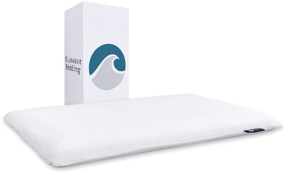 Bluewave Bedding Super Slim Gel Memory Foam Pillow for Stomach and Back Sleepers - Thin, Flat Design for Cervical Neck Alignment and Deeper Sleep (3.25-Inches Height, Standard Size)