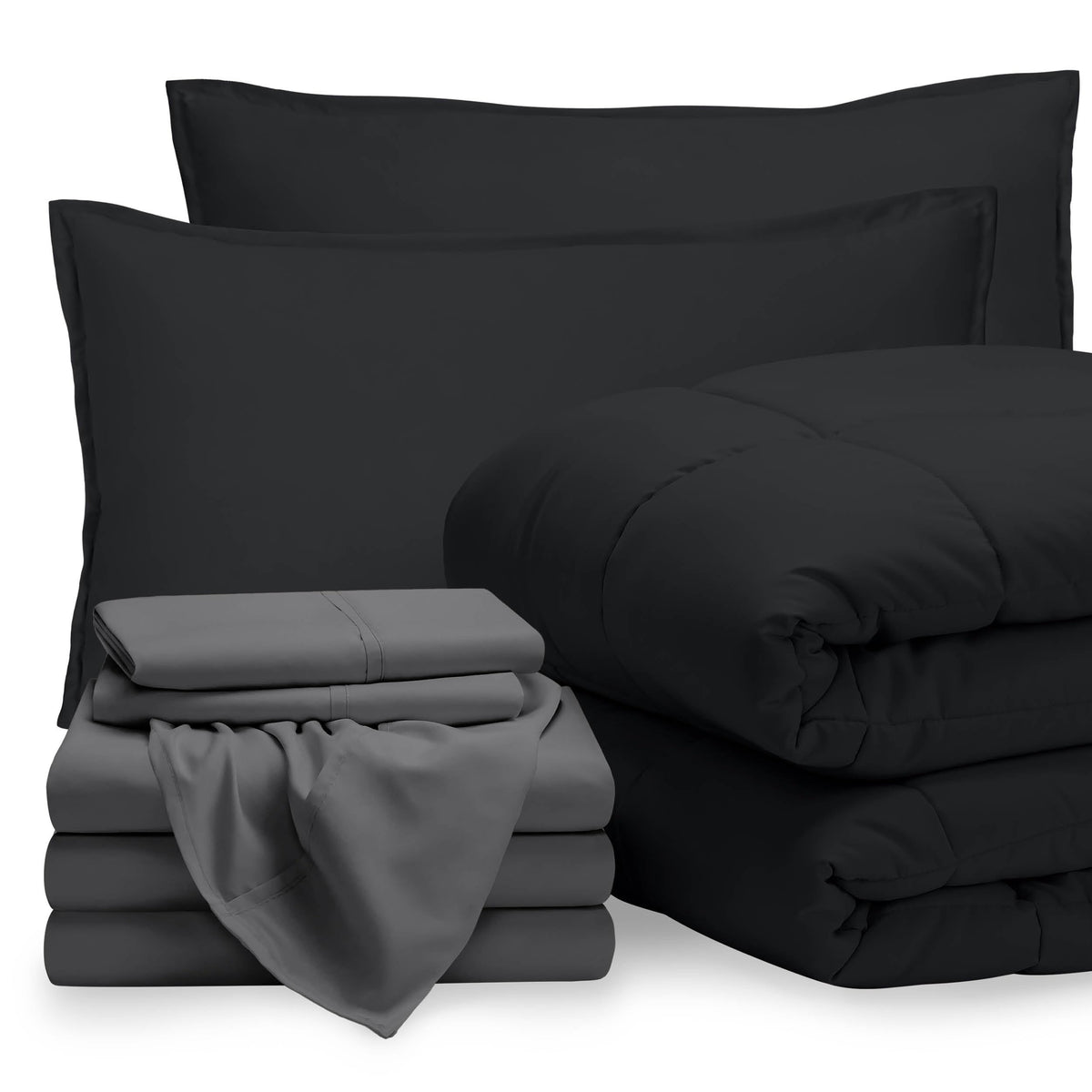 Bare Home Bed-in-A-Bag 5 Piece Set (Twin XL, Grey/Light Grey)