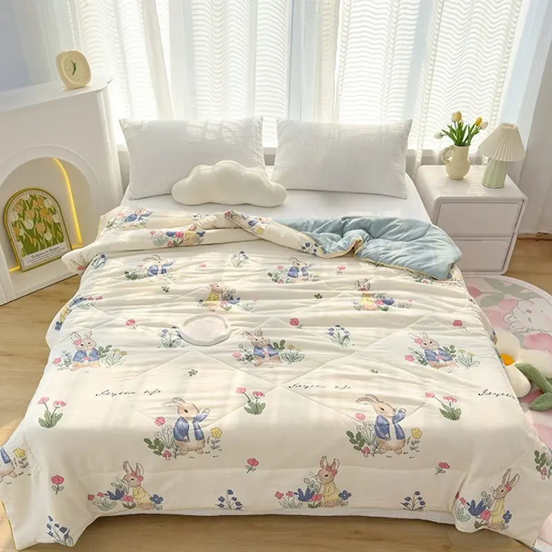 1pcs of small floral print summer quilt, super soft and skin-friendly air-conditioned quilt, Printed Quilts, suitable for use in all seasons, bedrooms, and living rooms #GLOBAL PICKS