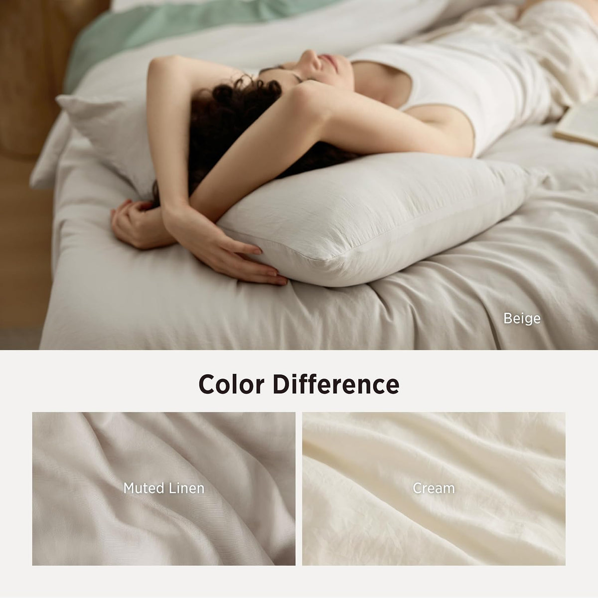 Bedsure King Comforter Set Prewashed Soft Bedding Set 3Pcs Beige 104"x90"