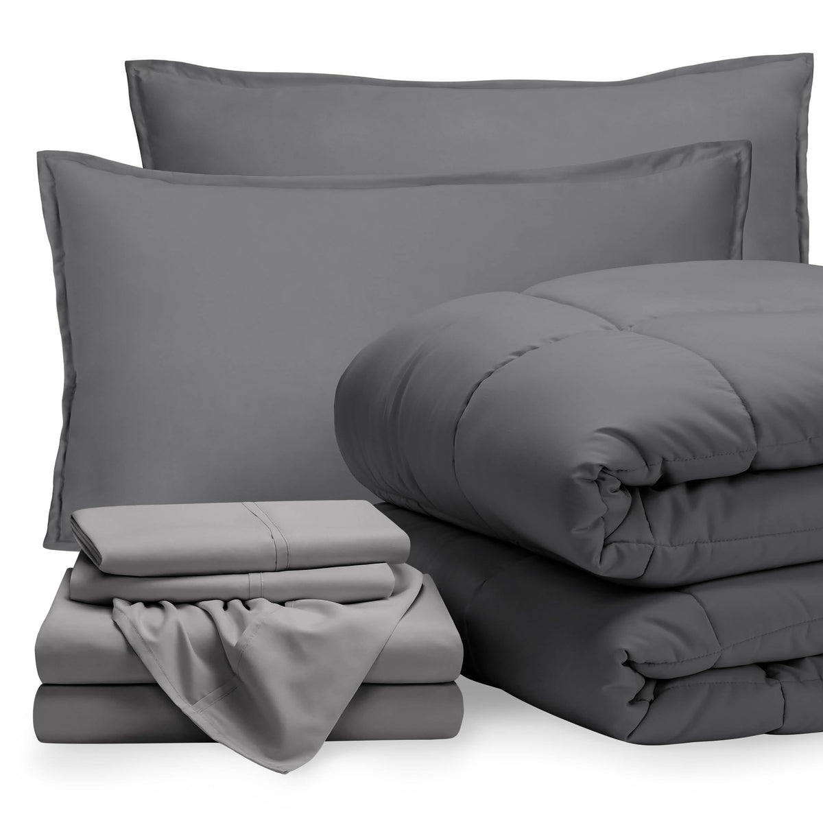 Bare Home Bed-in-A-Bag 5 Piece Set (Twin XL, Grey/Light Grey)