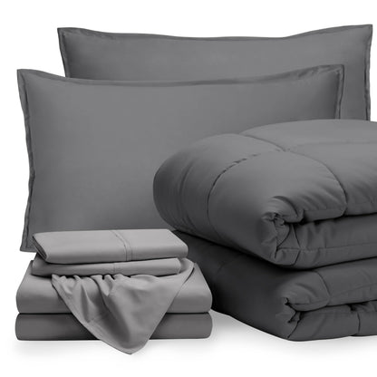 Bare Home Bed-in-A-Bag 5 Piece Set (Twin XL, Grey/Light Grey)