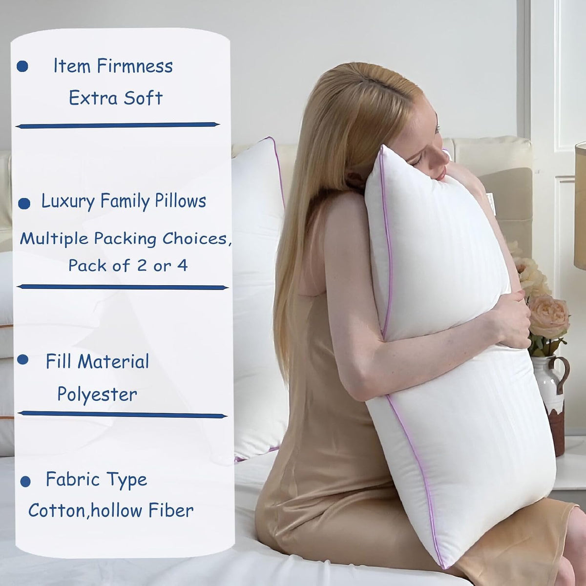 Bed Pillows King Size Set of 2,side sleeper pillow,Down Alternative Fill
