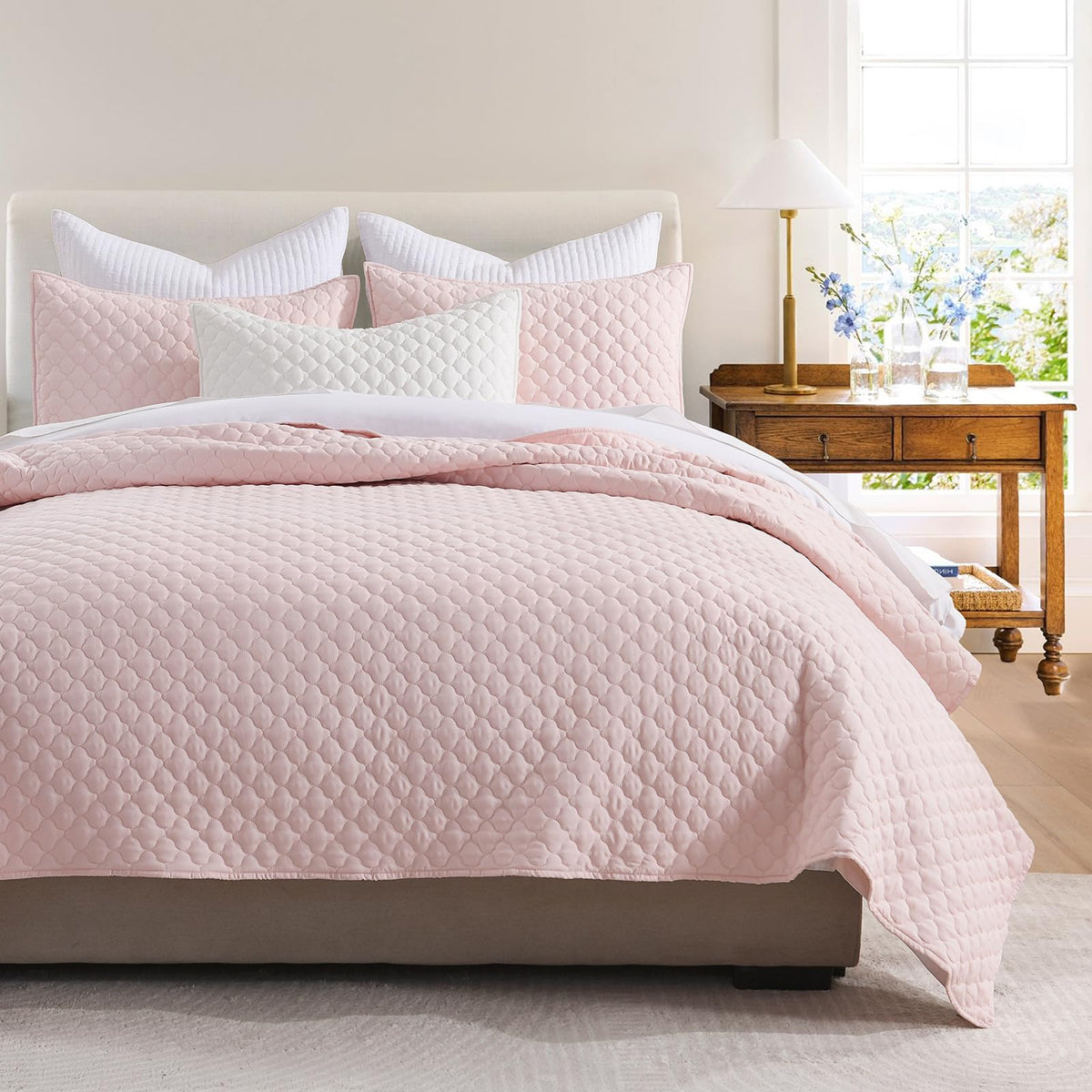 HORIMOTE HOME Quilt Queen Size Dusty Blue, Lightweight Quilts for Summer Ultra-Soft Microfiber Modern Style Quilted Clouds Pattern Bedspread Quit Set 3 Pieces(1 Quilt and 2 Pillow Shams)