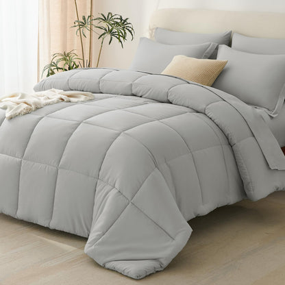 CozyLux Queen Comforter Set, 7-Piece Bed in a Bag, Black