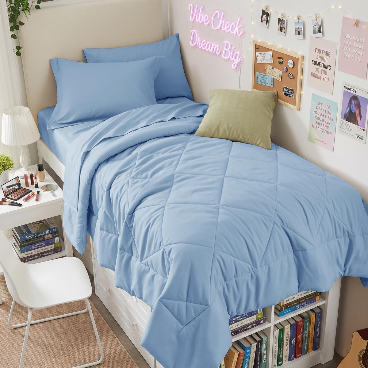 HEVUMYI 7-Piece Queen Comforter Set, Dark Grey Bed in a Bag