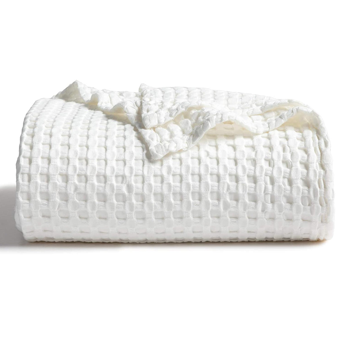 Bedsure Cooling Waffle Blanket for Hot Sleepers, Ivory, Queen, 90"x90"