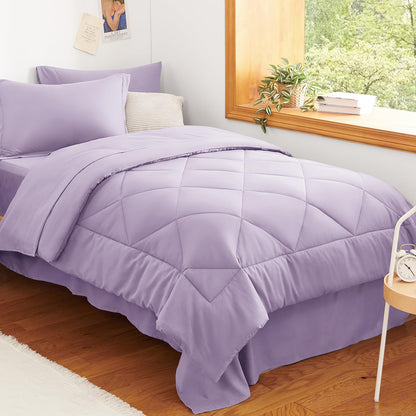 CozyLux Queen Comforter Set 88"x88" Dark Grey - 7 Piece Bed in a Bag