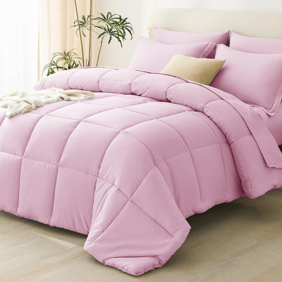 CozyLux Queen Comforter Set, 7-Piece Bed in a Bag, Black