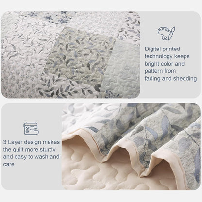 Exclusivo Mezcla Reversible Boho Quilts Queen Size Gray