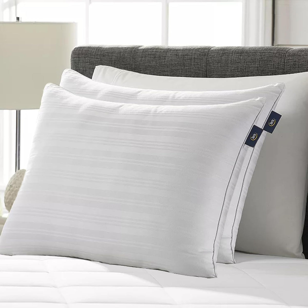 Serta Down Illusion Balanced Support Cotton Pillows,Standard/Queen (2 Pack)