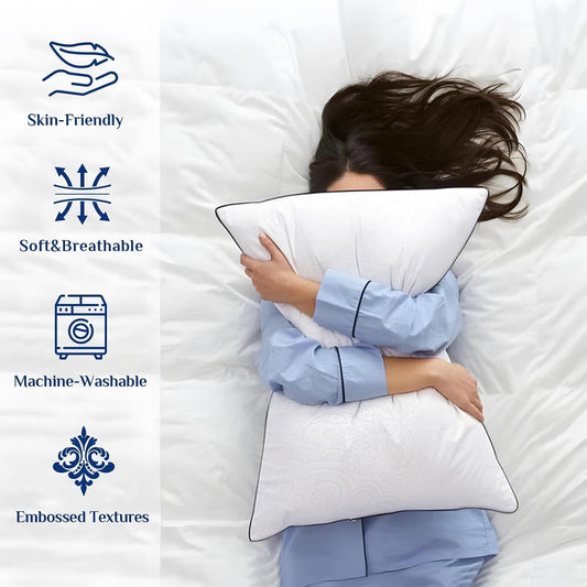 JOLLYVOGUE Pillows Queen Size Set of 4, Cooling and Firm Pillows with Oeko-Tex Certified Down Alternative Filling for Side, Back, and Stomach Sleepers, Hotel Collection