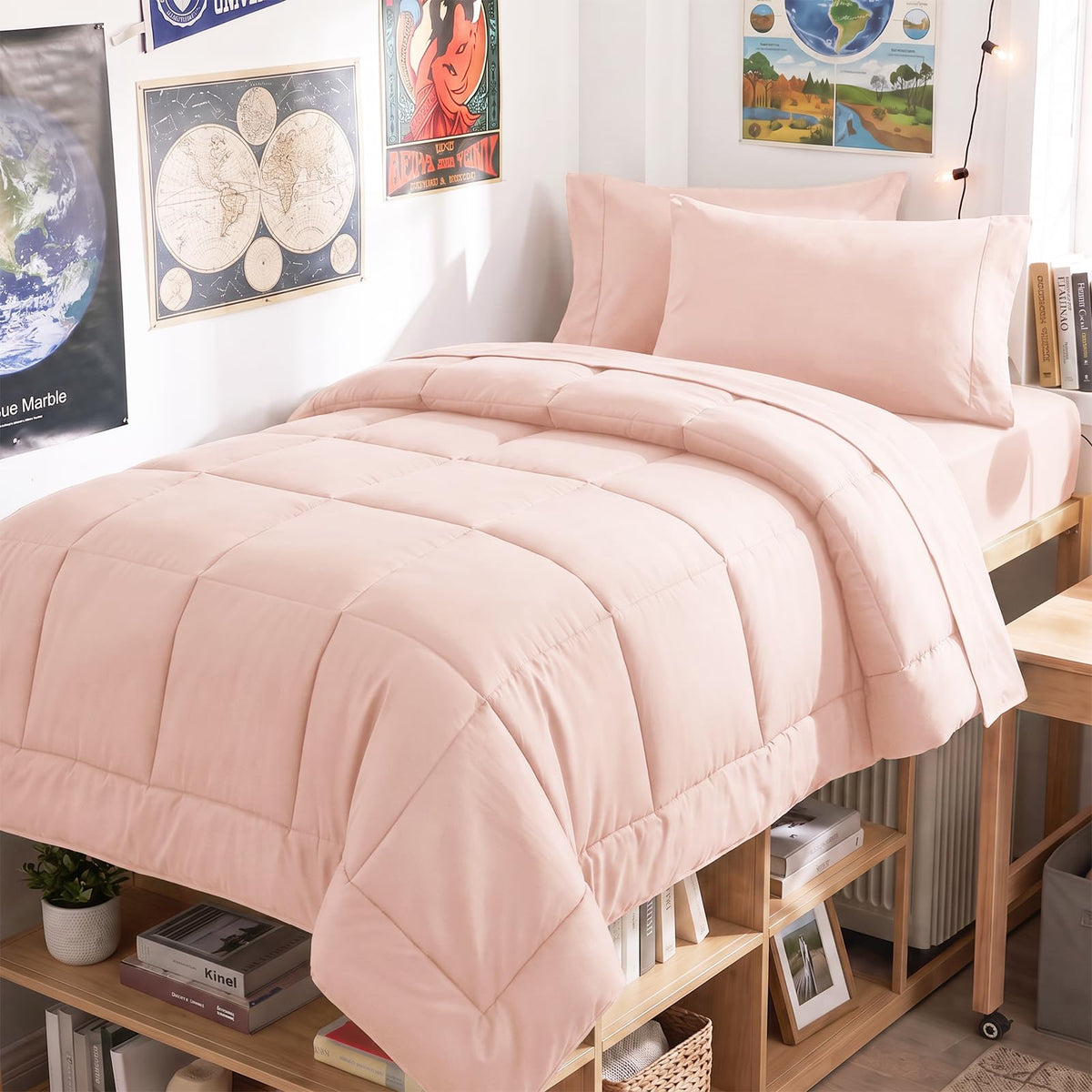CozyLux Queen Comforter Set Black - 7 Pieces Bed in a Bag