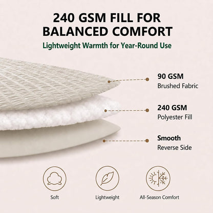 HIMEET Queen Comforter Set, 7-Piece Seersucker Bed in a Bag, Beige