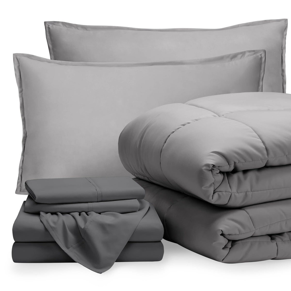 Bare Home Bed-in-A-Bag 5 Piece Set (Twin XL, Grey/Light Grey)