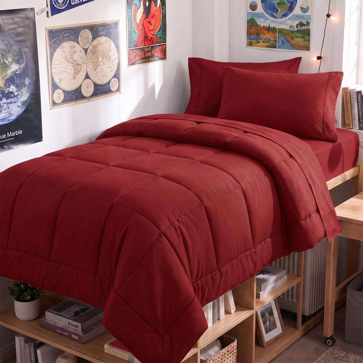 CozyLux Queen Comforter Set Black - 7 Pieces Bed in a Bag
