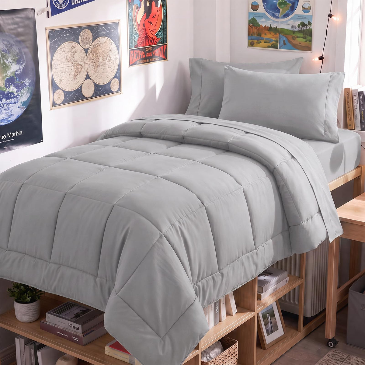 CozyLux Queen Comforter Set Black - 7 Pieces Bed in a Bag