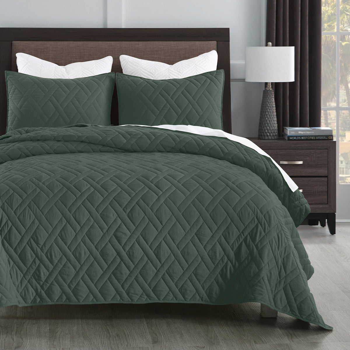 HORIMOTE HOME Quilt Queen Size Dusty Blue, Lightweight Quilts for Summer Ultra-Soft Microfiber Modern Style Quilted Clouds Pattern Bedspread Quit Set 3 Pieces(1 Quilt and 2 Pillow Shams)
