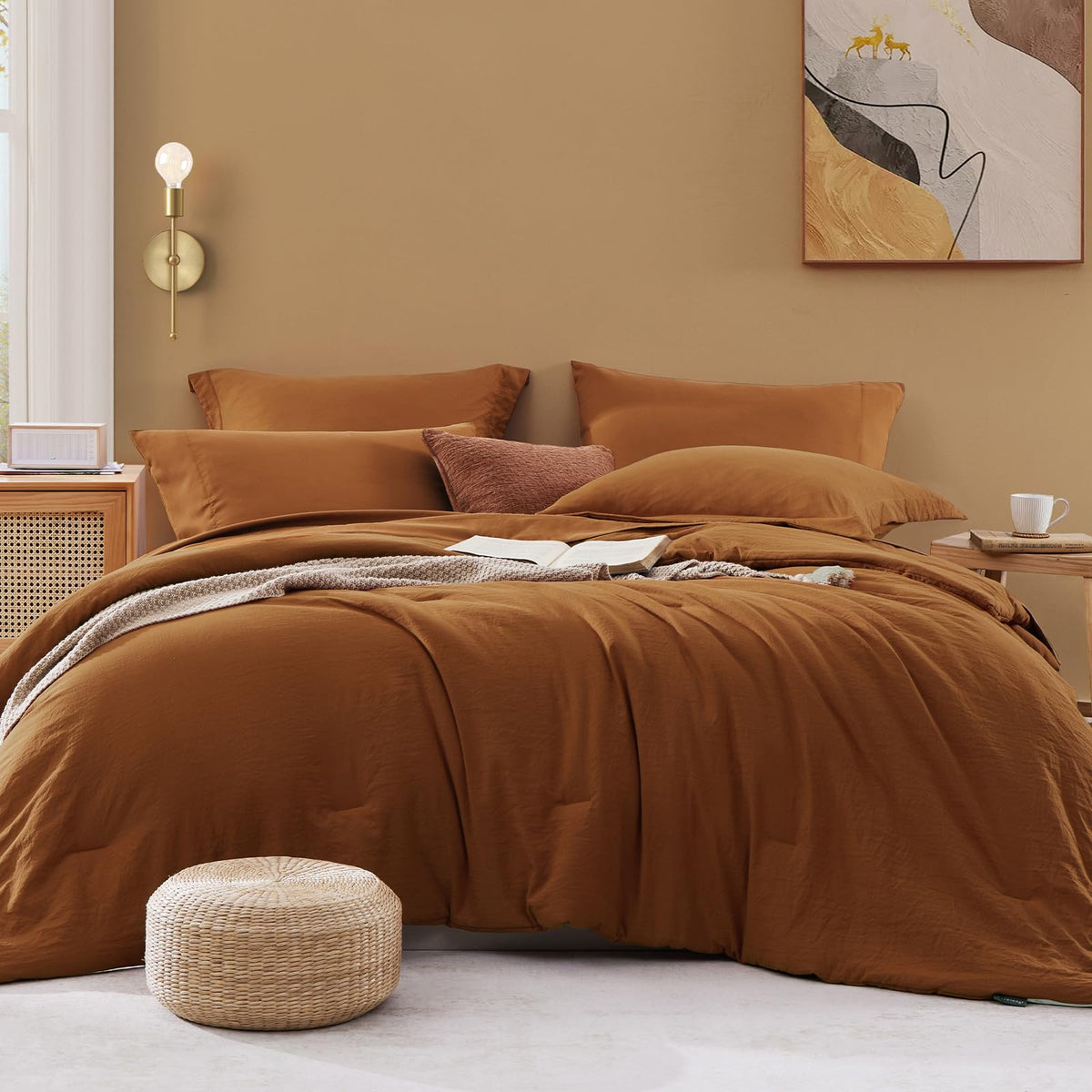Full Size Comforter Sets-7 Pieces Ultra Soft Bed in a Bag Full Bedding Sets