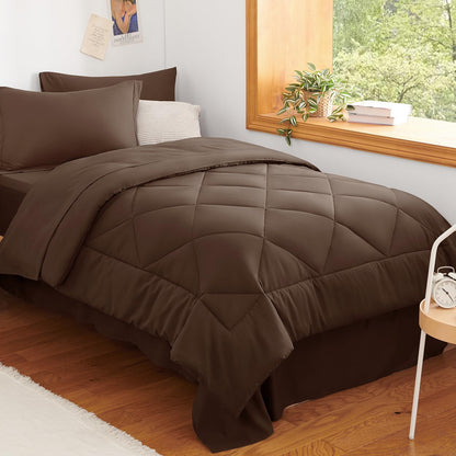 CozyLux Queen Comforter Set 88"x88" Dark Grey - 7 Piece Bed in a Bag