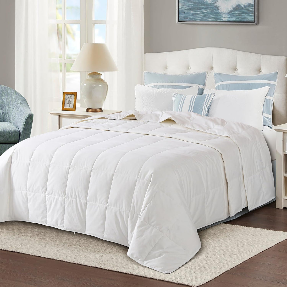 Globon Summer Down Comforter King Size,Extra Lightweight Duvet Insert,White