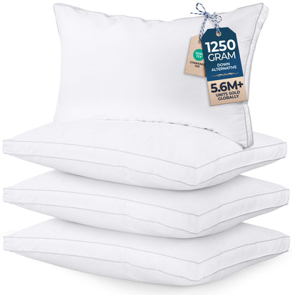 Utopia Bedding Gusset Bed Pillow, Hotel Pillows Queen Size Set of 2, White