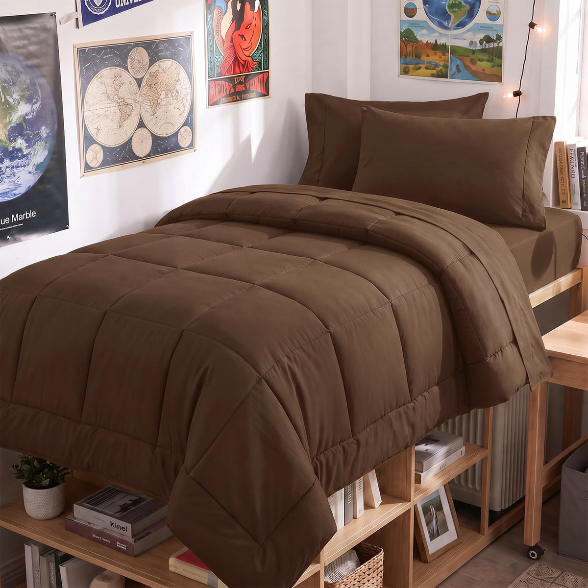 CozyLux Queen Comforter Set Black - 7 Pieces Bed in a Bag