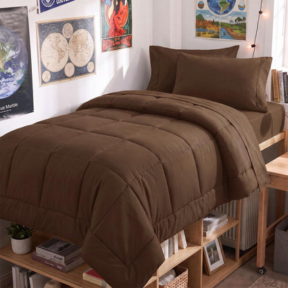 CozyLux Queen Comforter Set Black - 7 Pieces Bed in a Bag