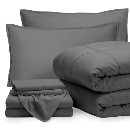 Bare Home Bed-in-A-Bag 5 Piece Set (Twin XL, Grey/Light Grey)